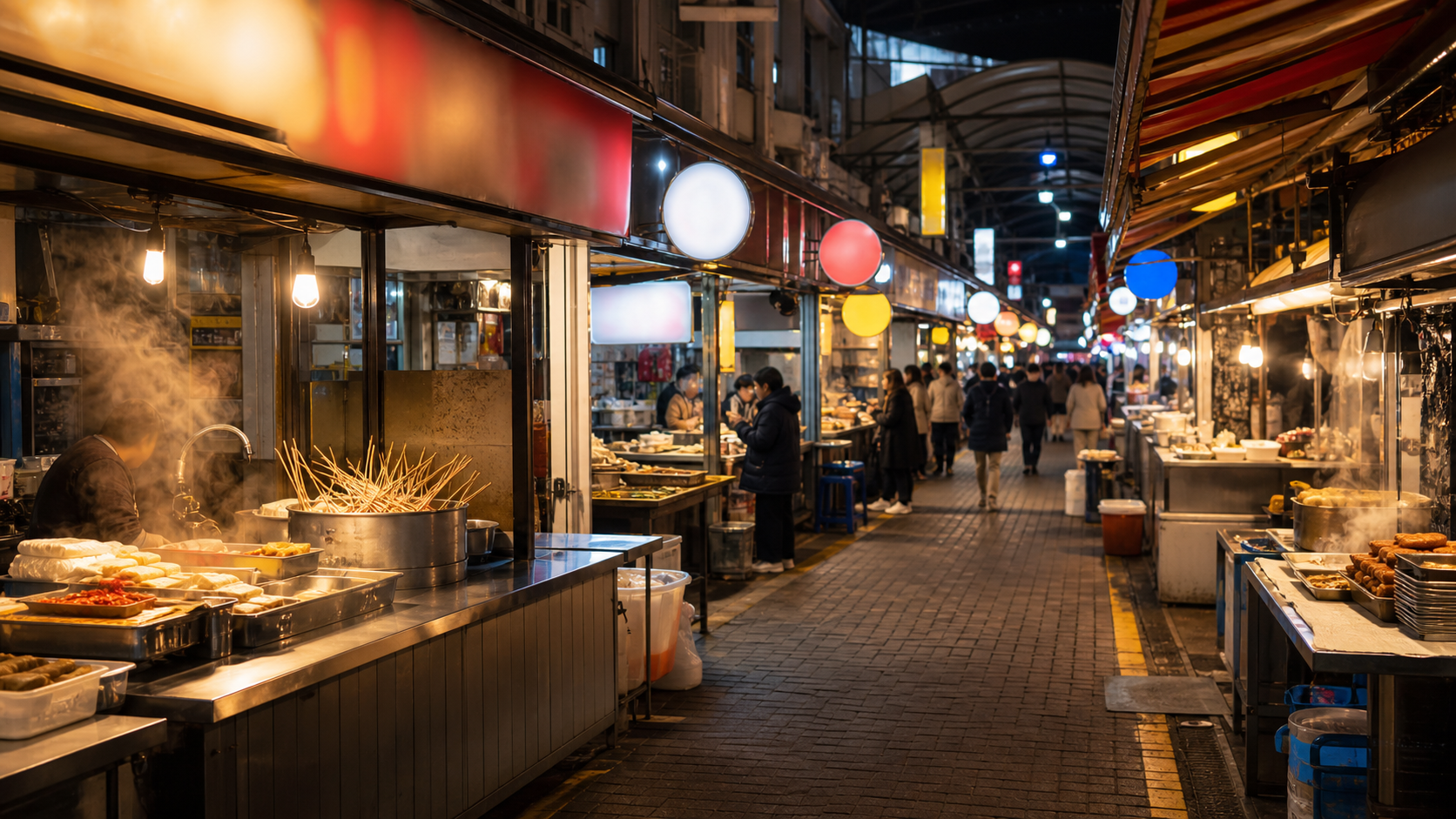 Night market food alley inspired by Busan